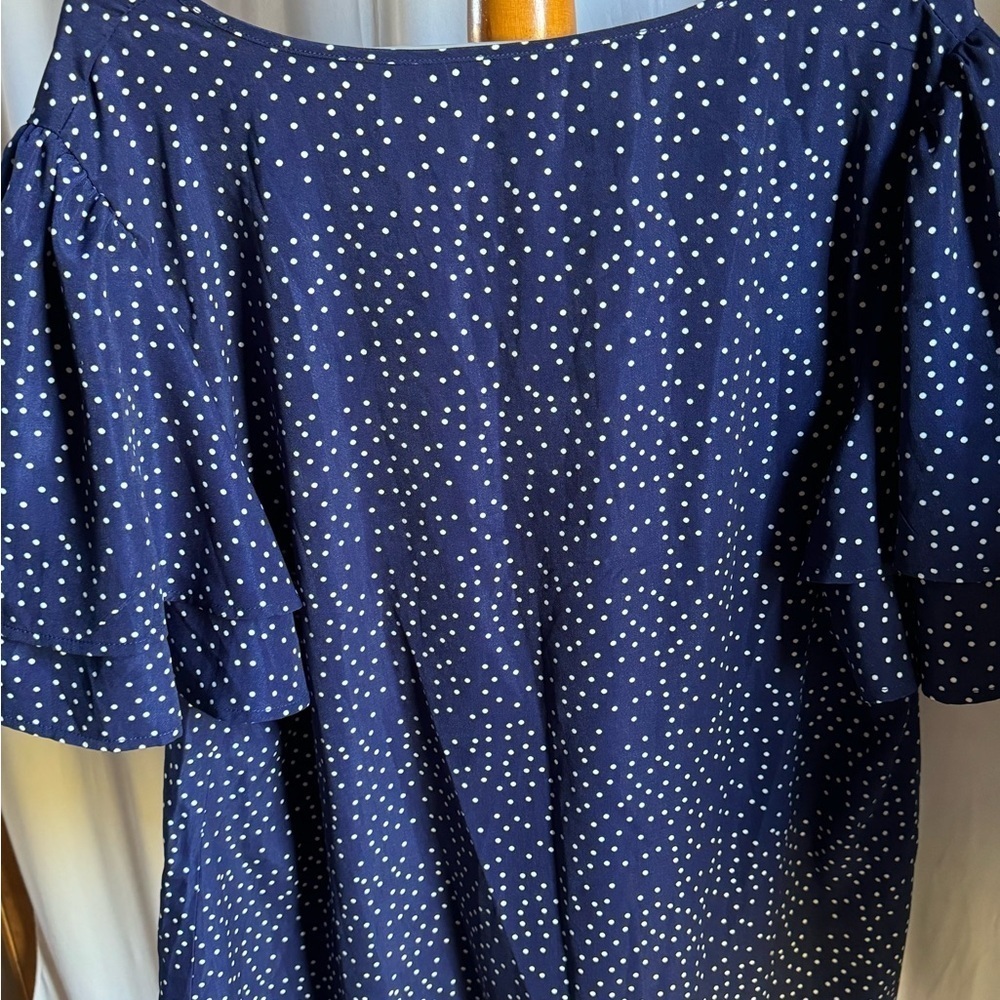 Bloom Chic Navy and white polka dot short sleeve blouse, 18-20 - Picture 4 of 5